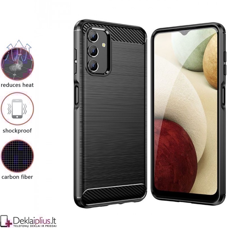 Carbon guminis dėklas - juodas (telefonui Samsung A13) Carbon guminis dėklas - juodas (telefonui Samsung A13)